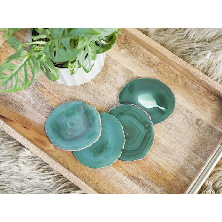 HelloPosh Green Agate Coasters Unplated Wayfair Canada